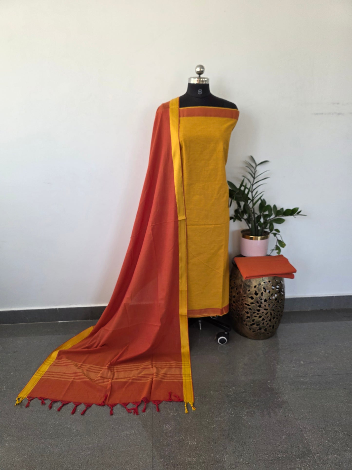 Handloom cotton with mangalagiri border - HH3