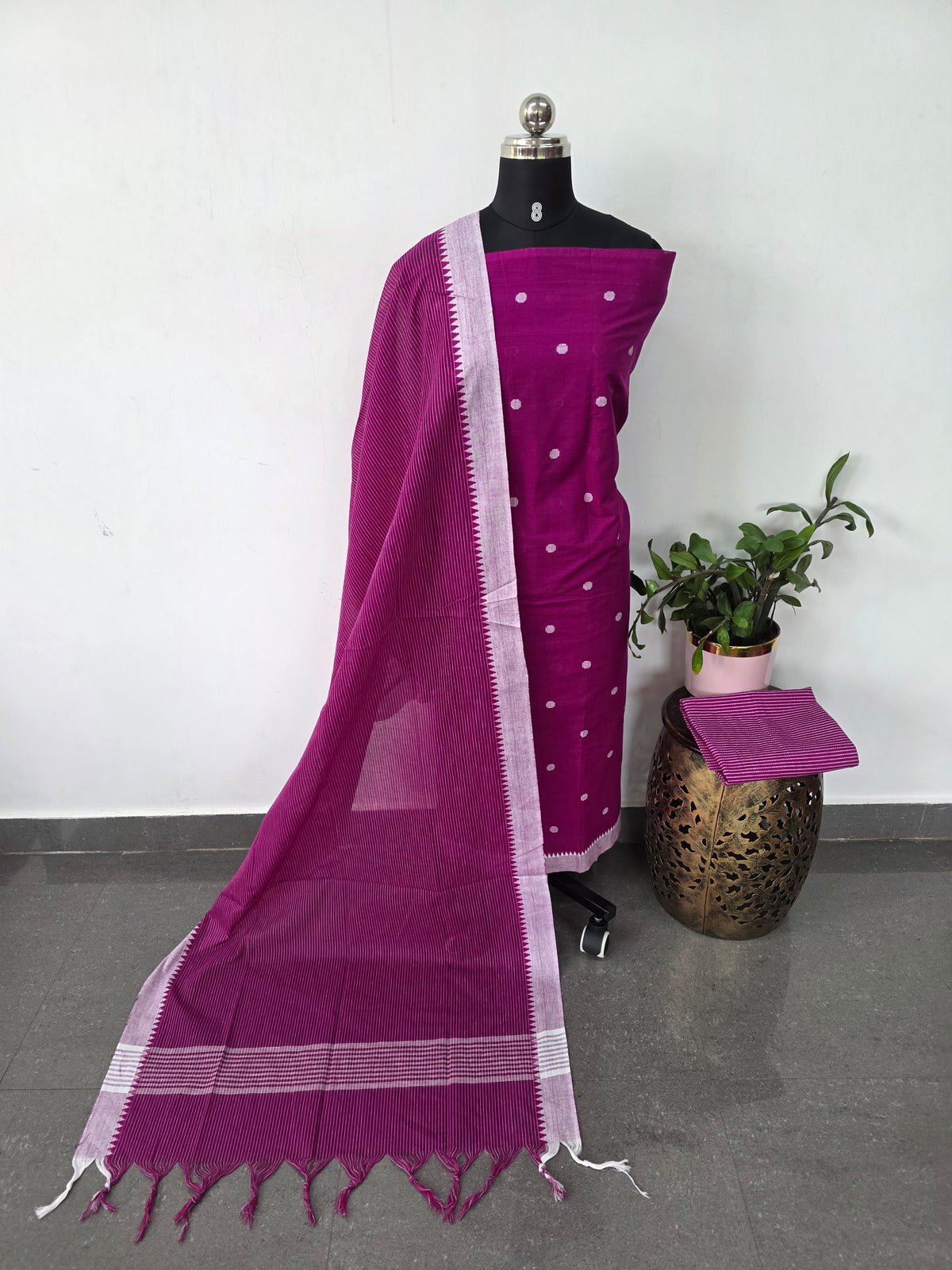 Temple border coin butta south cotton set - HA128