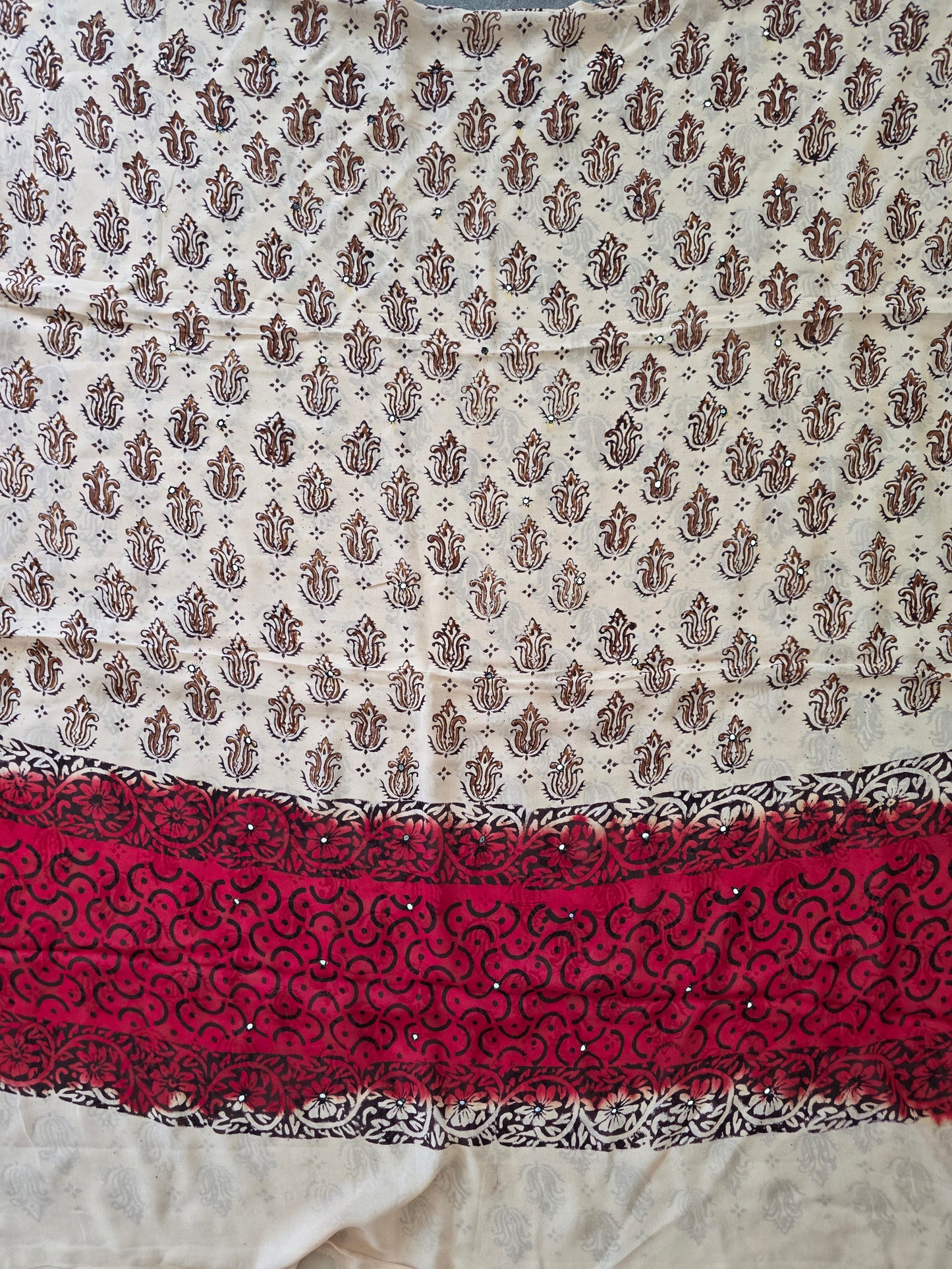 Handblock georgette salwar set with handwork mirror work- GE145
