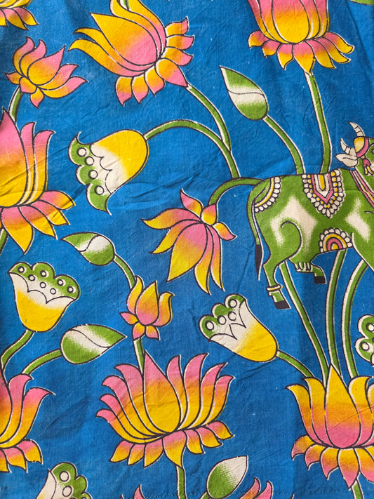 Pure chennuri silk kalamkari running material (0.5 meter)- CS1