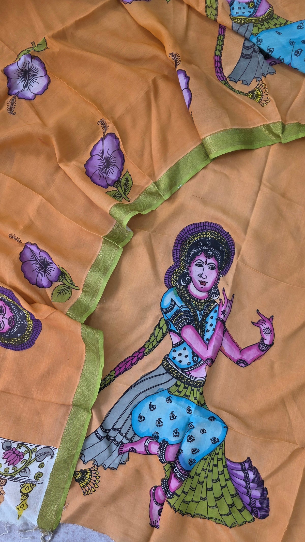 Kalahasthi Handcrafted Penkalamkari bangalore silk set -KH261