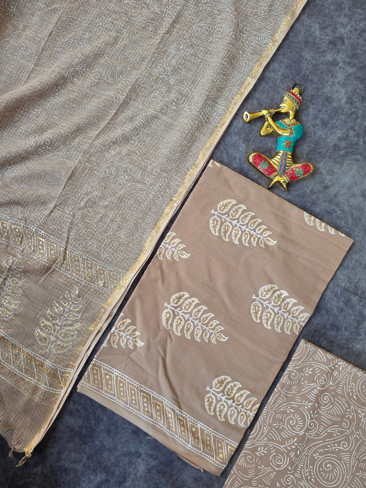 Handblock Jaipuri cotton with Kota duppatta- JA573