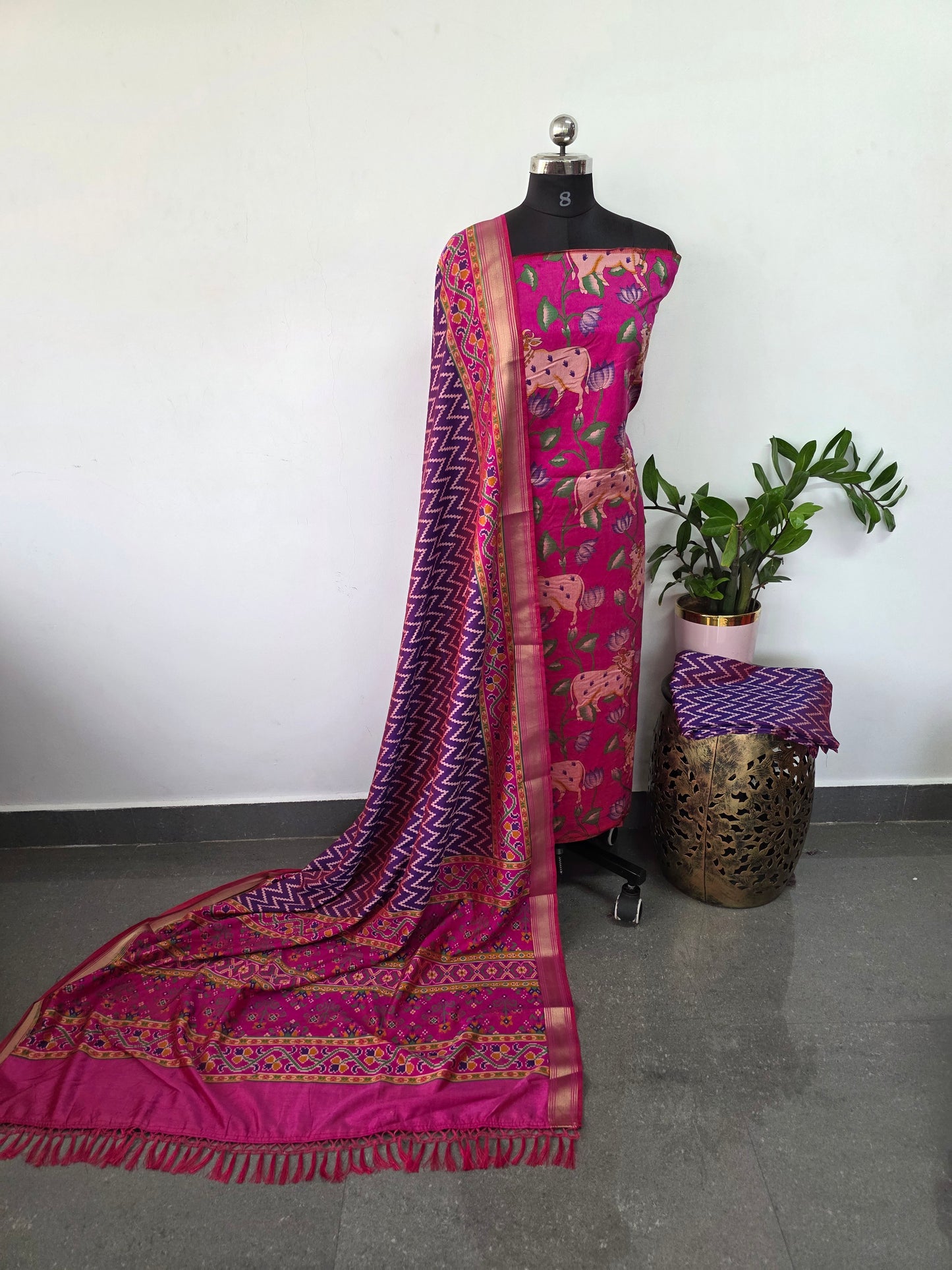 Premium semi Patola silk set - PK83