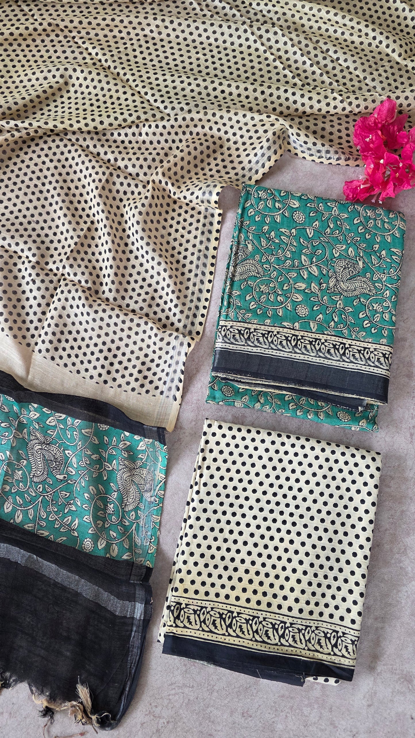 Handblock Jaipuri linen cotton set - JA748