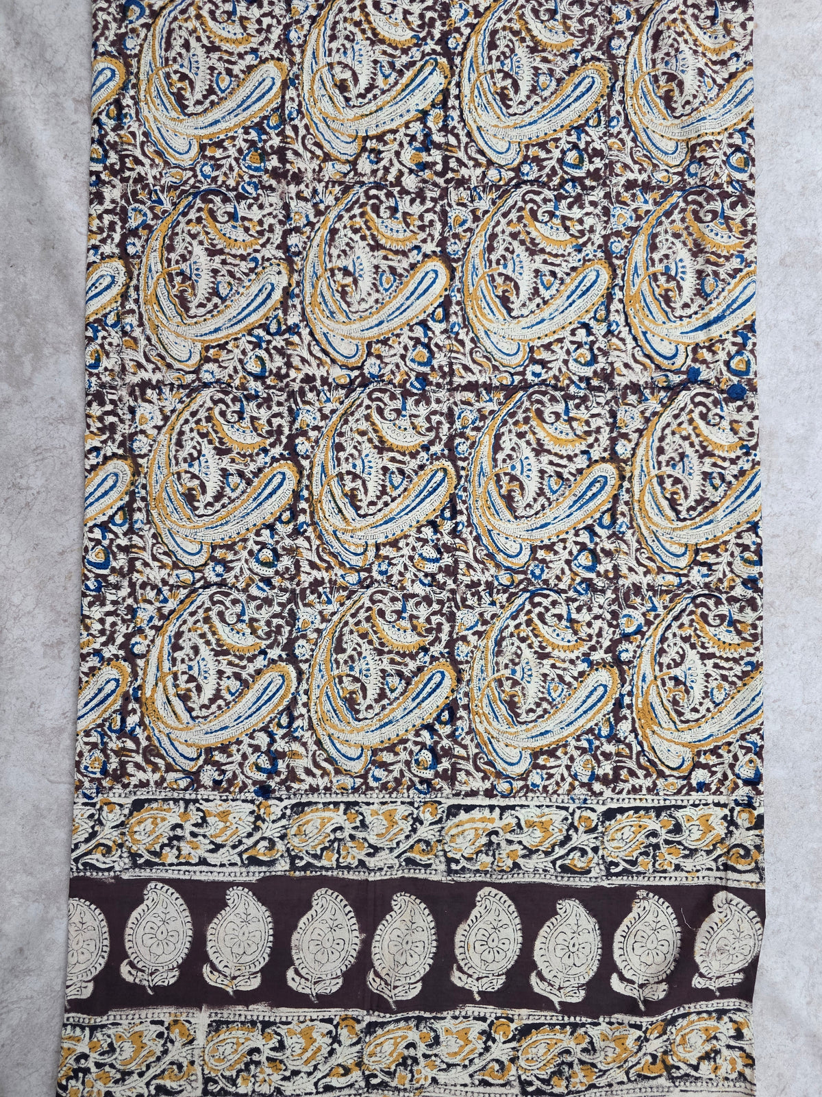 Handblock pure kalamkari cotton with border (2 pc set) - AK511