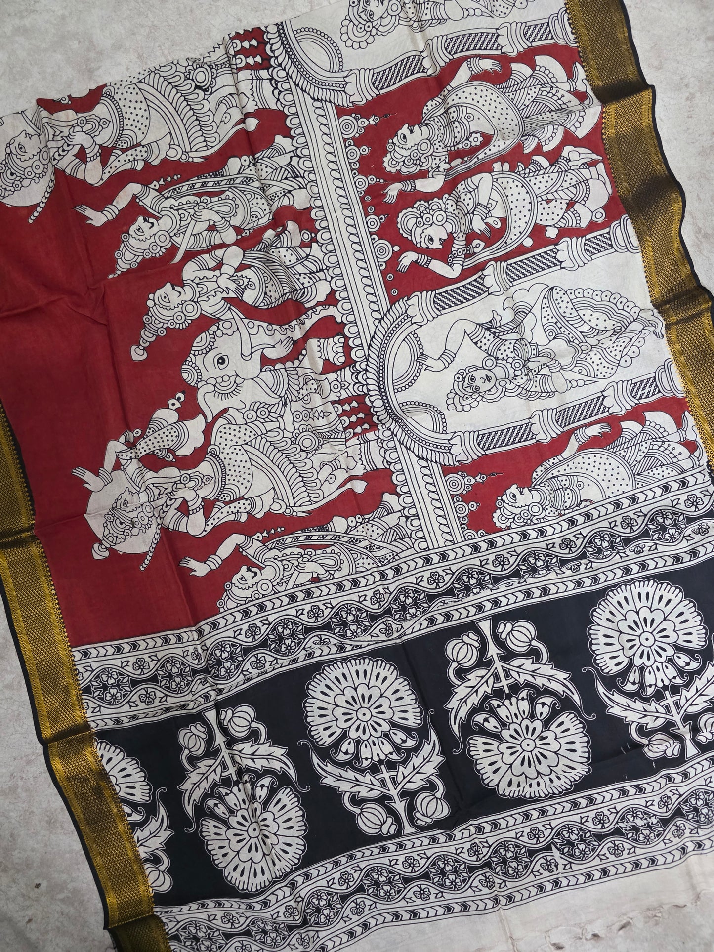 Pure chennuri silk kalamkari duppatta - RV222
