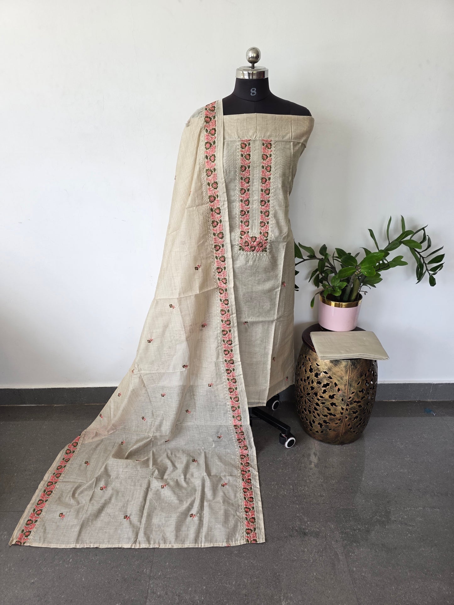 Premium silk cotton embroidery work salwar set - AS78