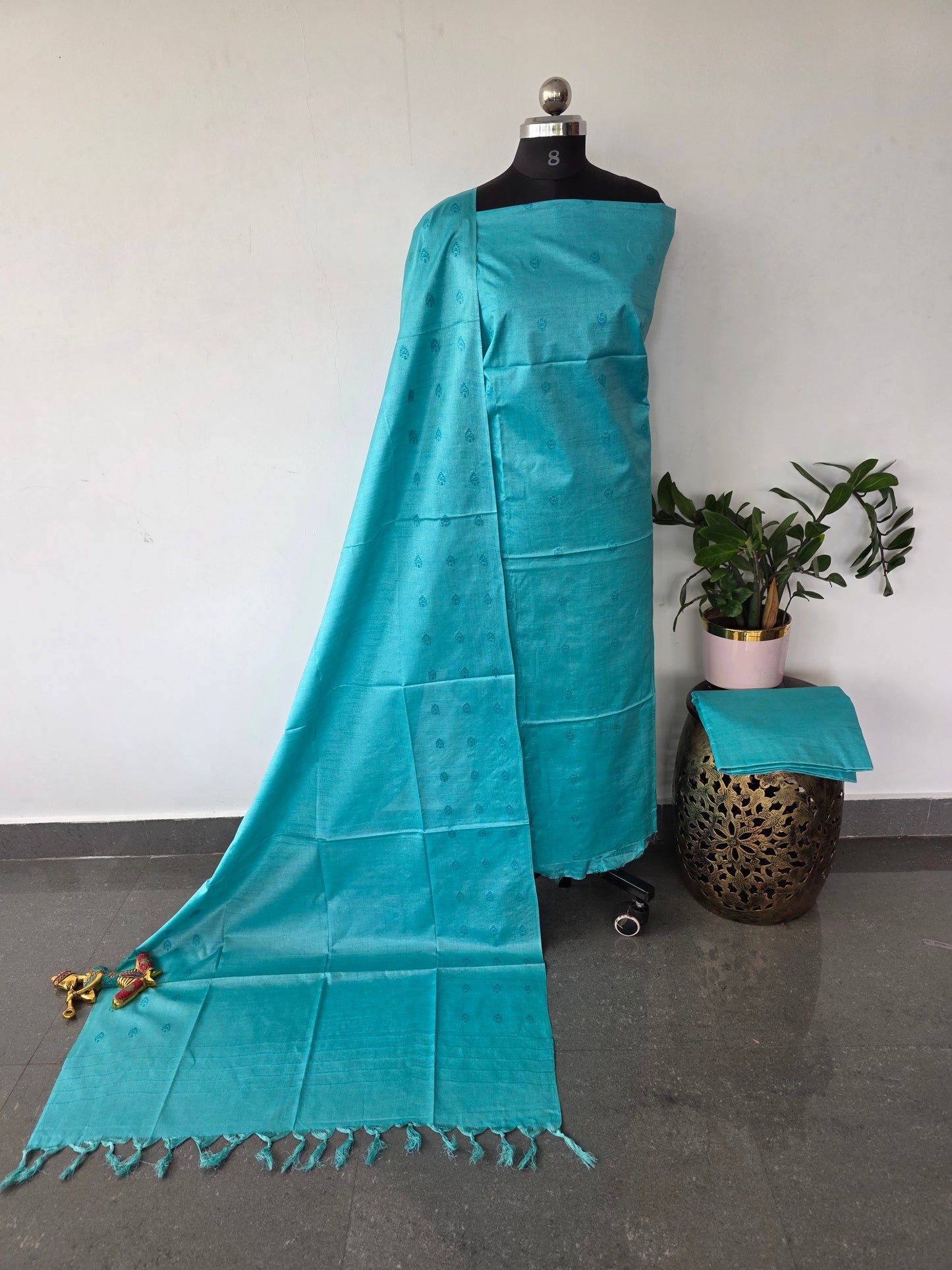 Bhagalpuri dupion dobby weaving silk set -BA586