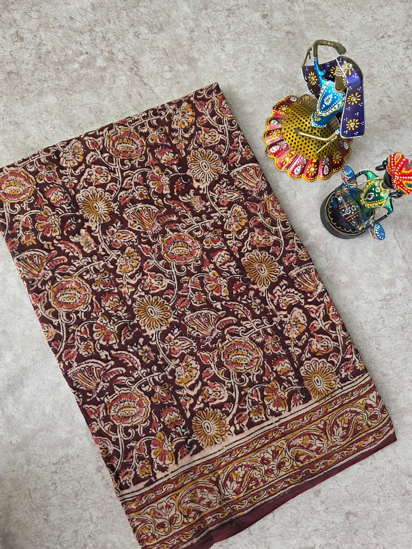 Handblock pure kalamkari cotton saree  - HS6