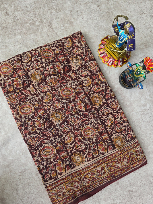 Handblock pure kalamkari cotton saree  - HS6