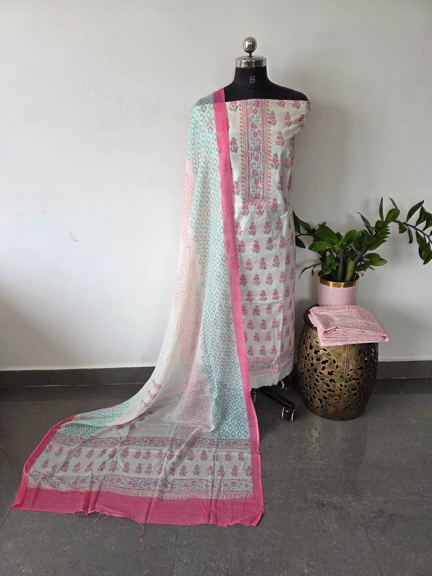 Block printed soft cotton japuri salwar set - AS103