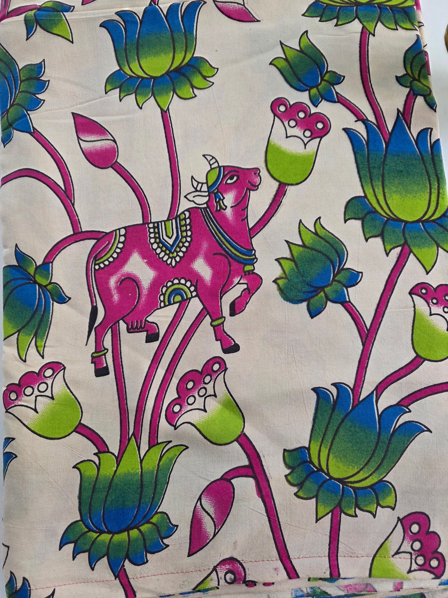 Pure chennuri silk kalamkari running material ( 0.5 mtrs ) - CS10