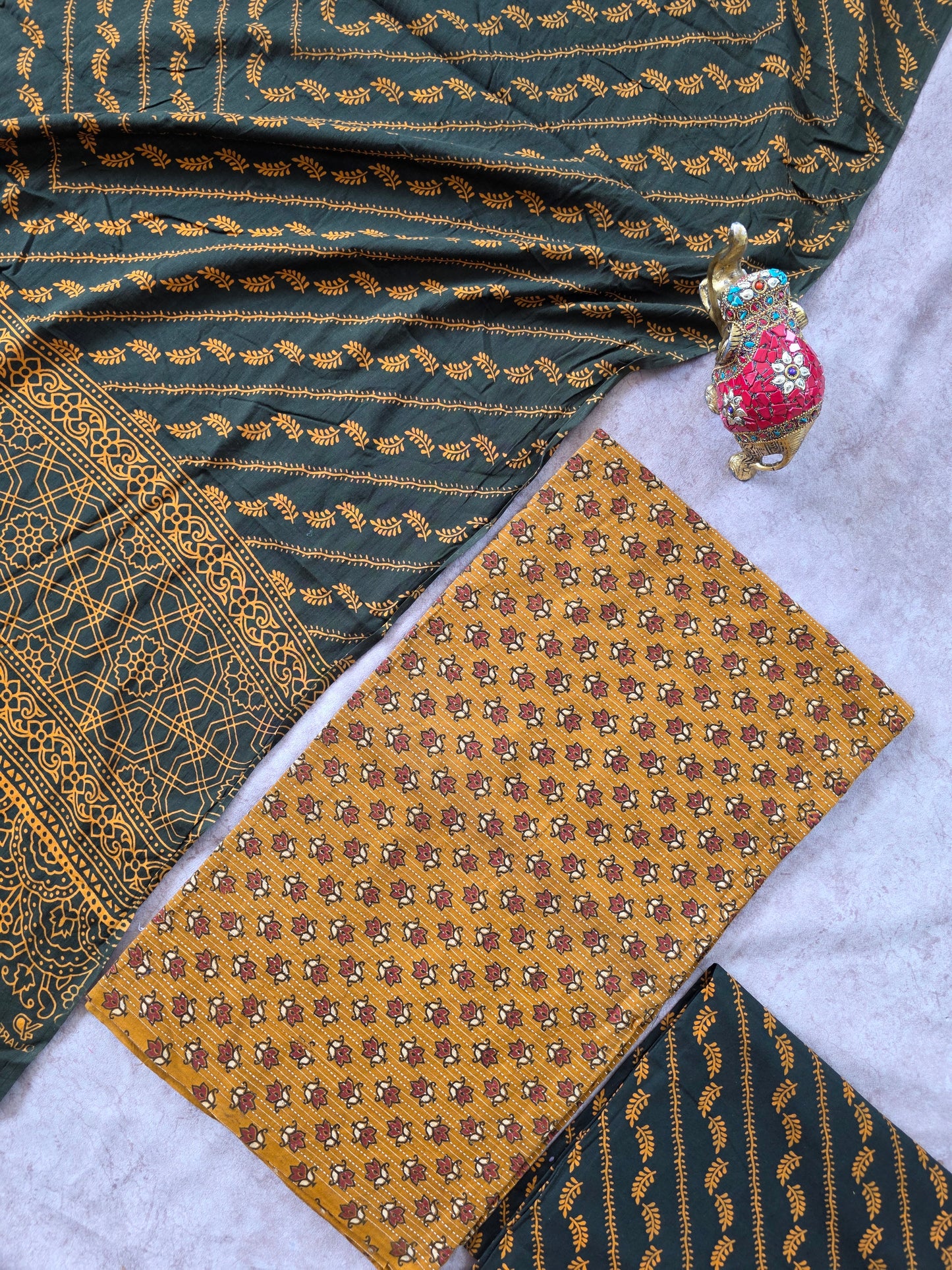 Heavy kantha Ajrakh cotton set - VC91