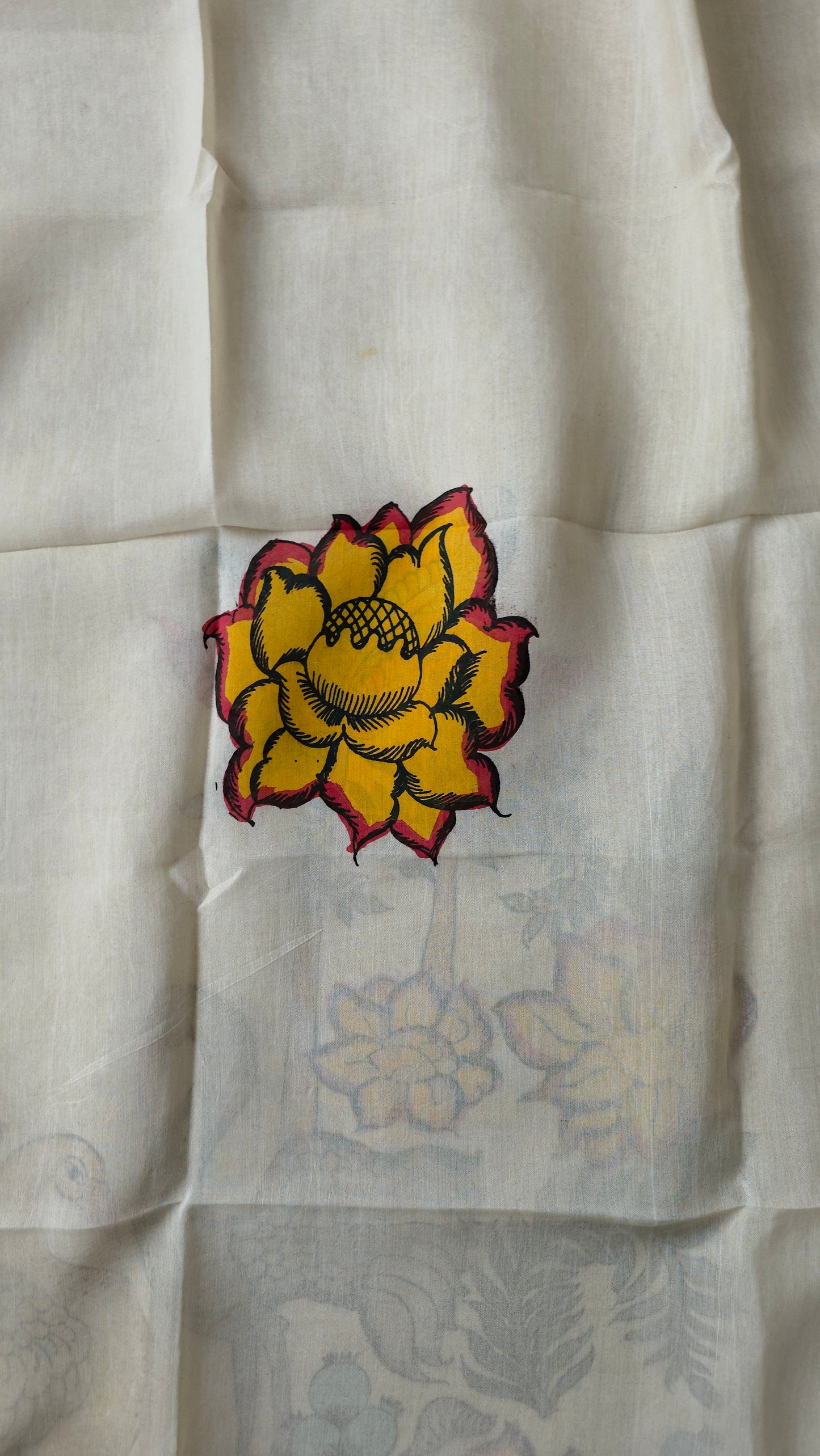 Handcrafted Kalahasthi Penkalamkari bangalore silk set - KH155