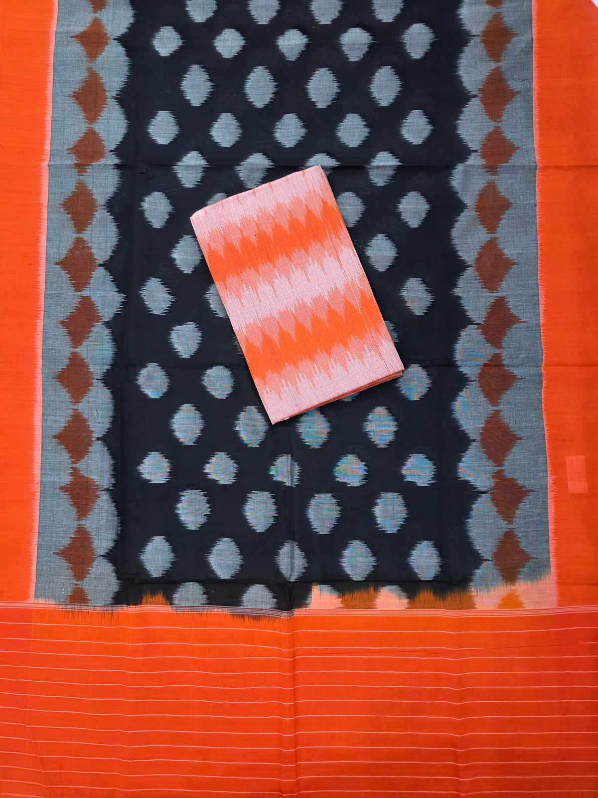 Ikkat cotton with Handloom Mercerised ikkat duppatta - WW809