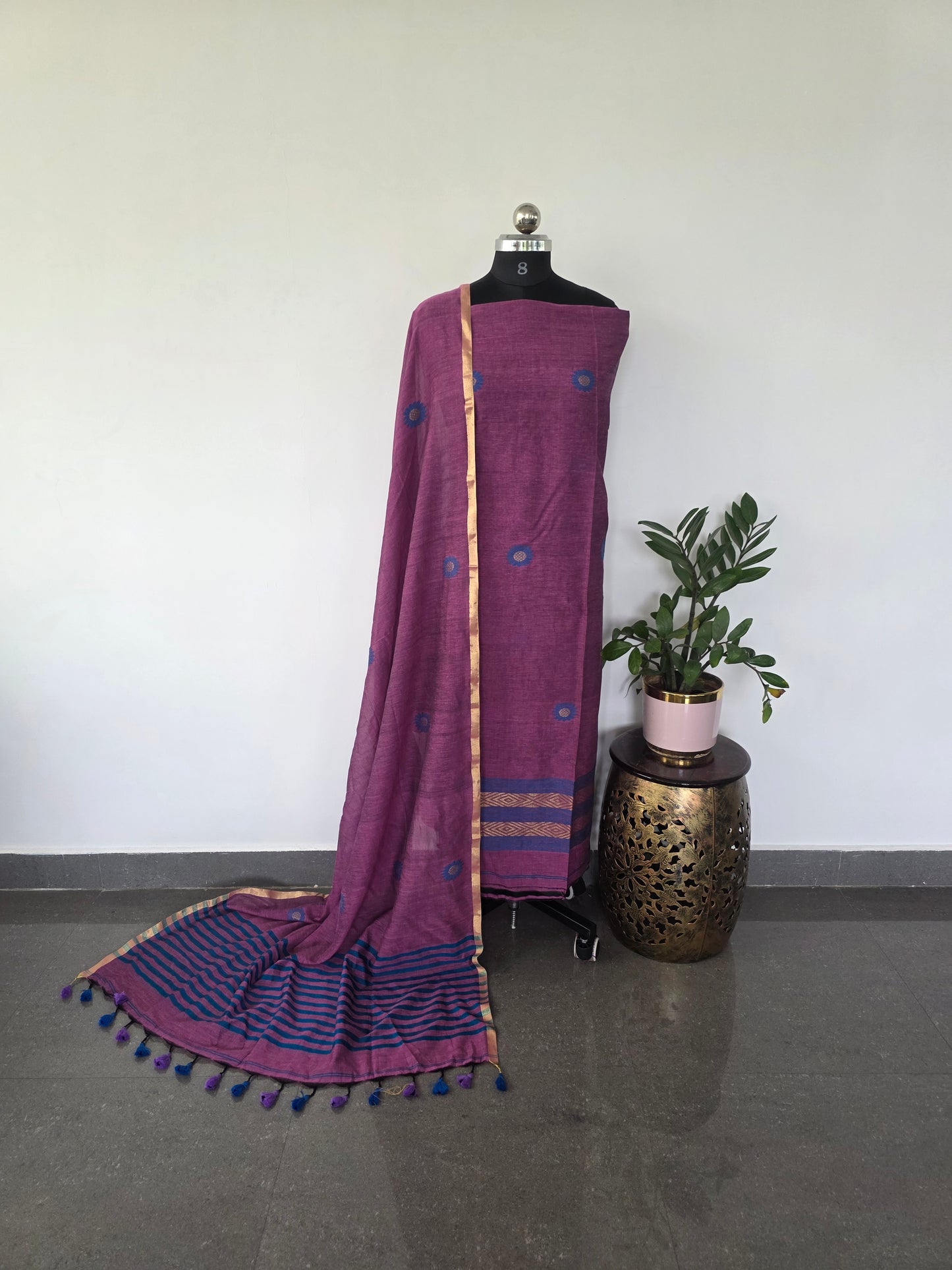 Premium khadi cotton jamdhani set - Kj23