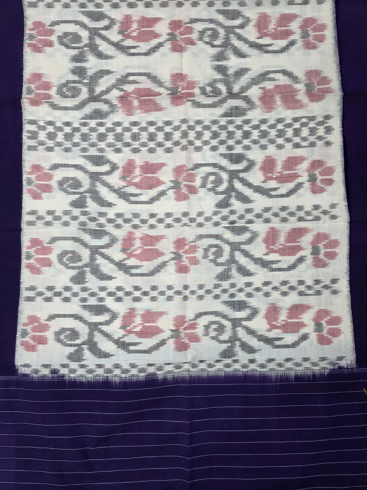 Handloom mercerised weft ikkat duppatta - WW697