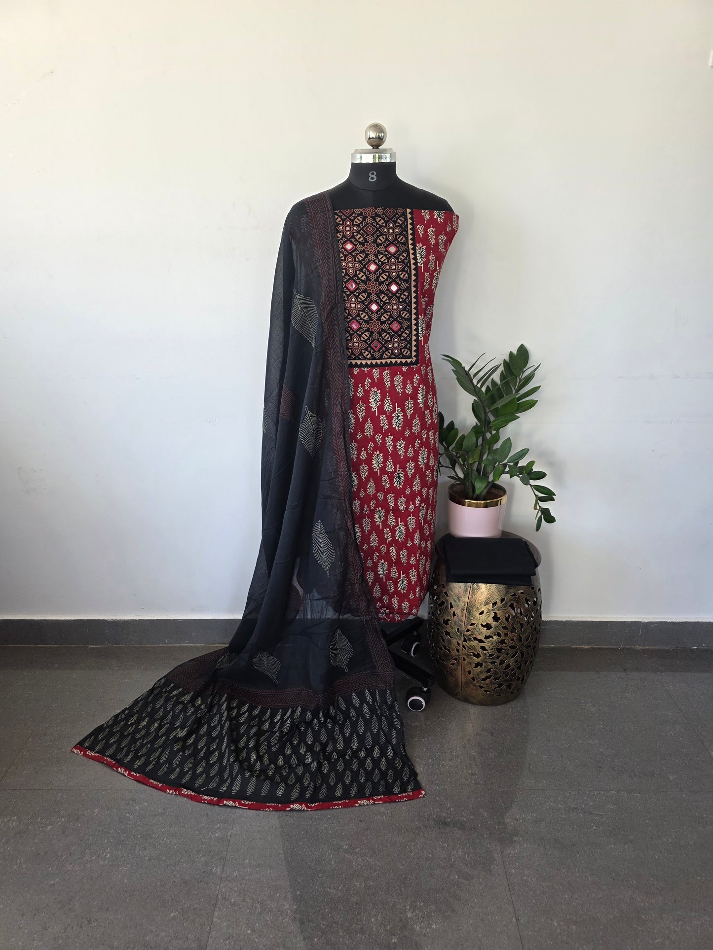 Premium ajrakh cotton set - 1