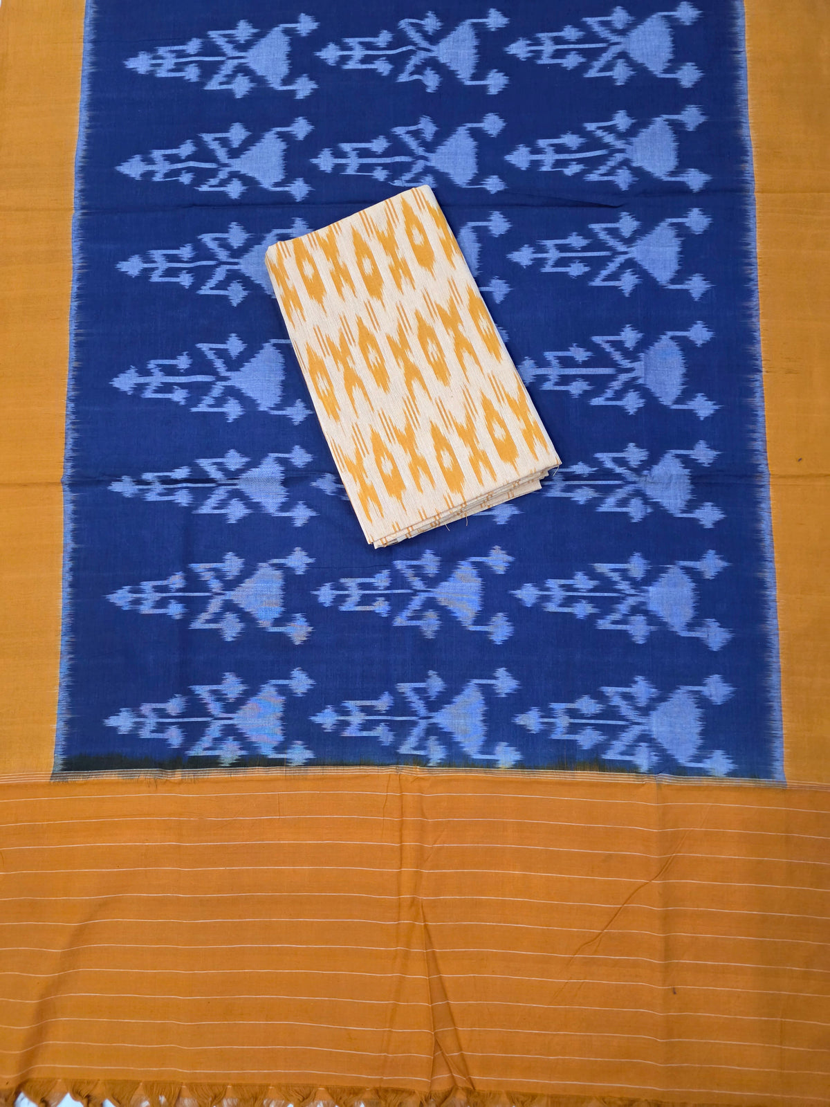 Ikkat cotton with Handloom Mercerised ikkat duppatta - WW810