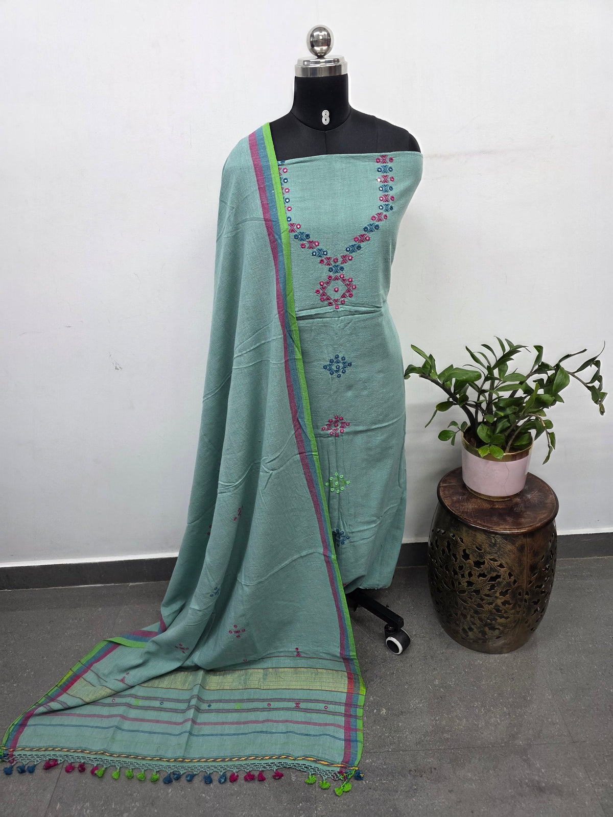 Kala cotton Handloom bhujodi cotton suit -HZ292