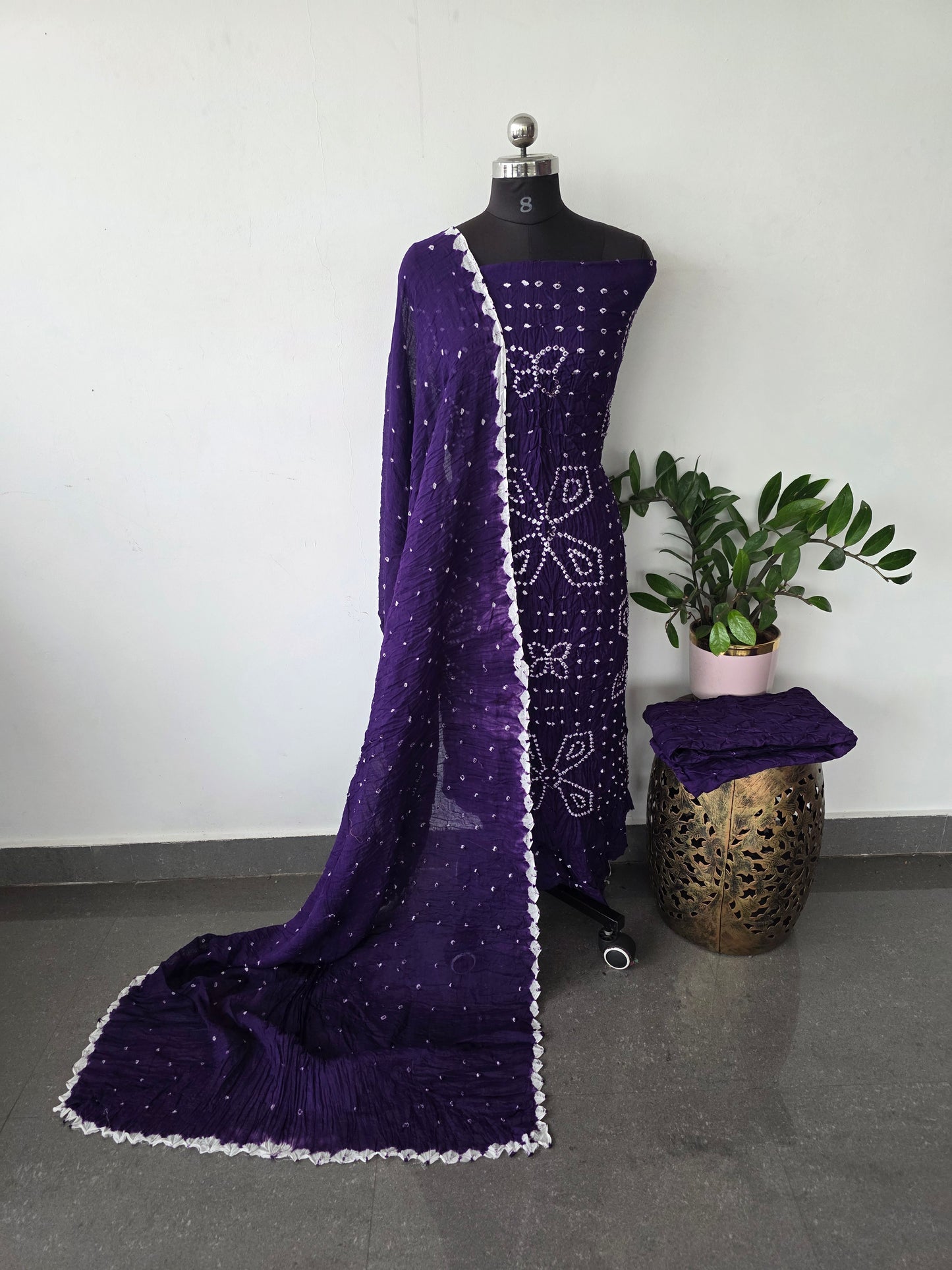 Handcrafted bandhani cotton set -B113