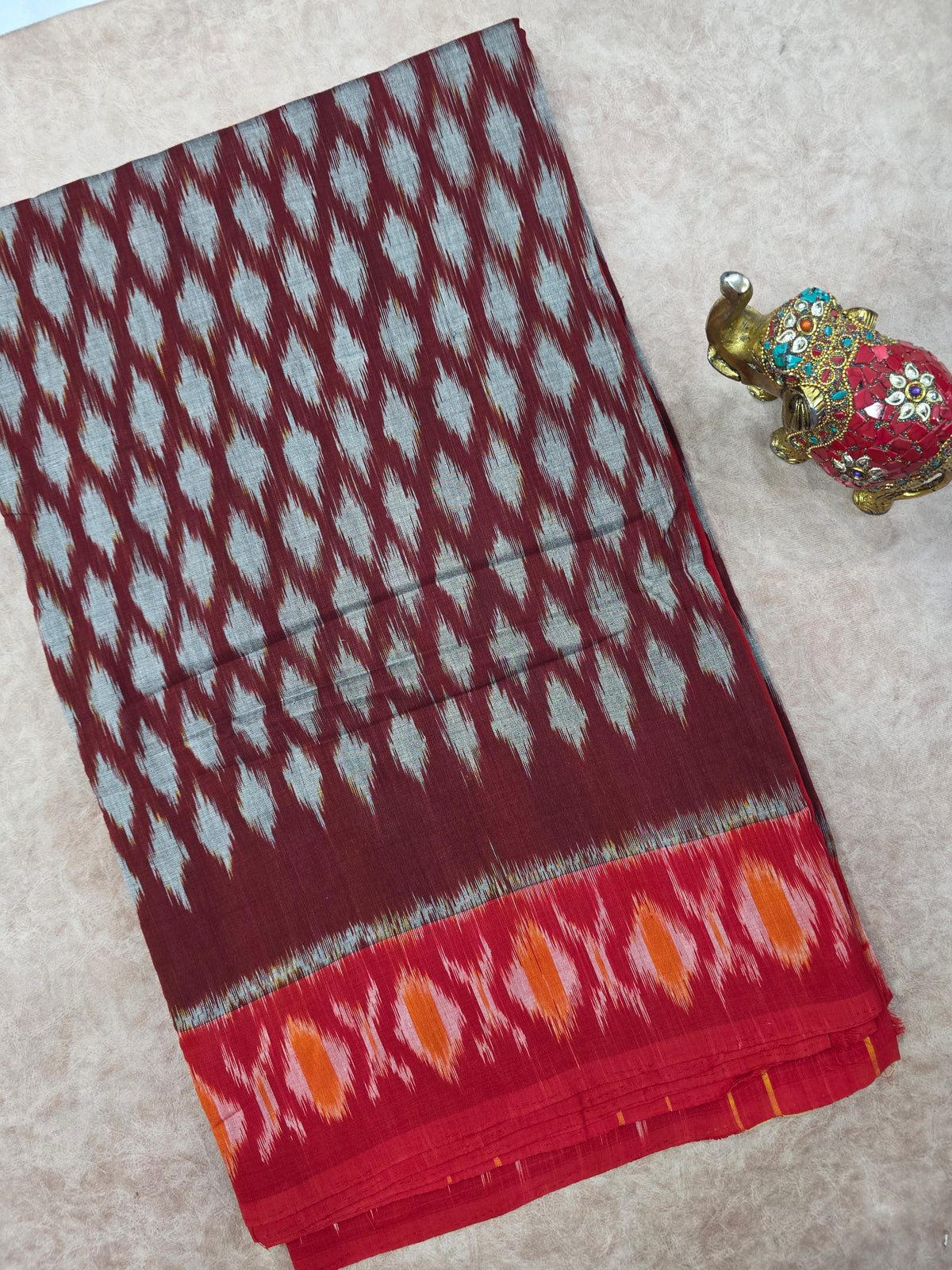 Handloom ikkat soft cotton saree - WW766