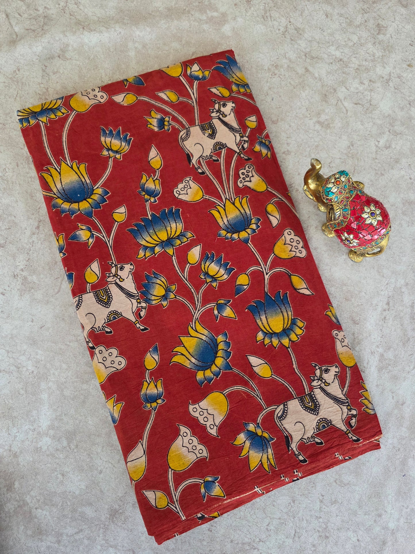 Pure kalamkari cotton running material ( 0. 5 mtrs) - DK18
