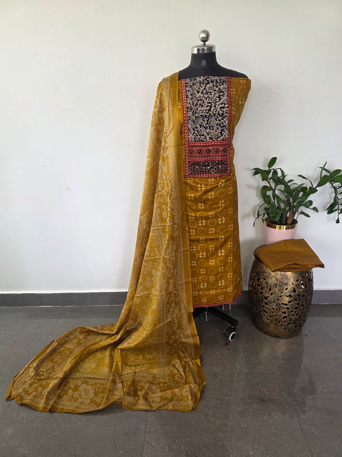 Premium cotton with kalamkari yoke set-SA16