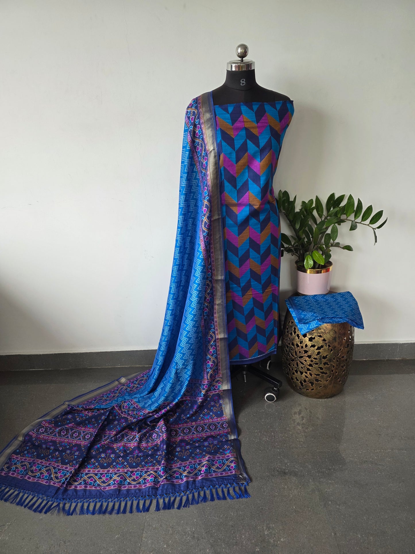 Premium semi Patola silk set - PK75