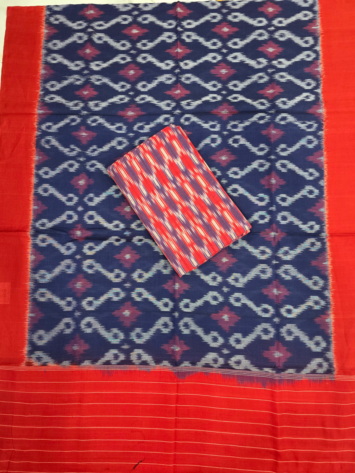 Ikkat cotton with Handloom Mercerised ikkat duppatta - WW872