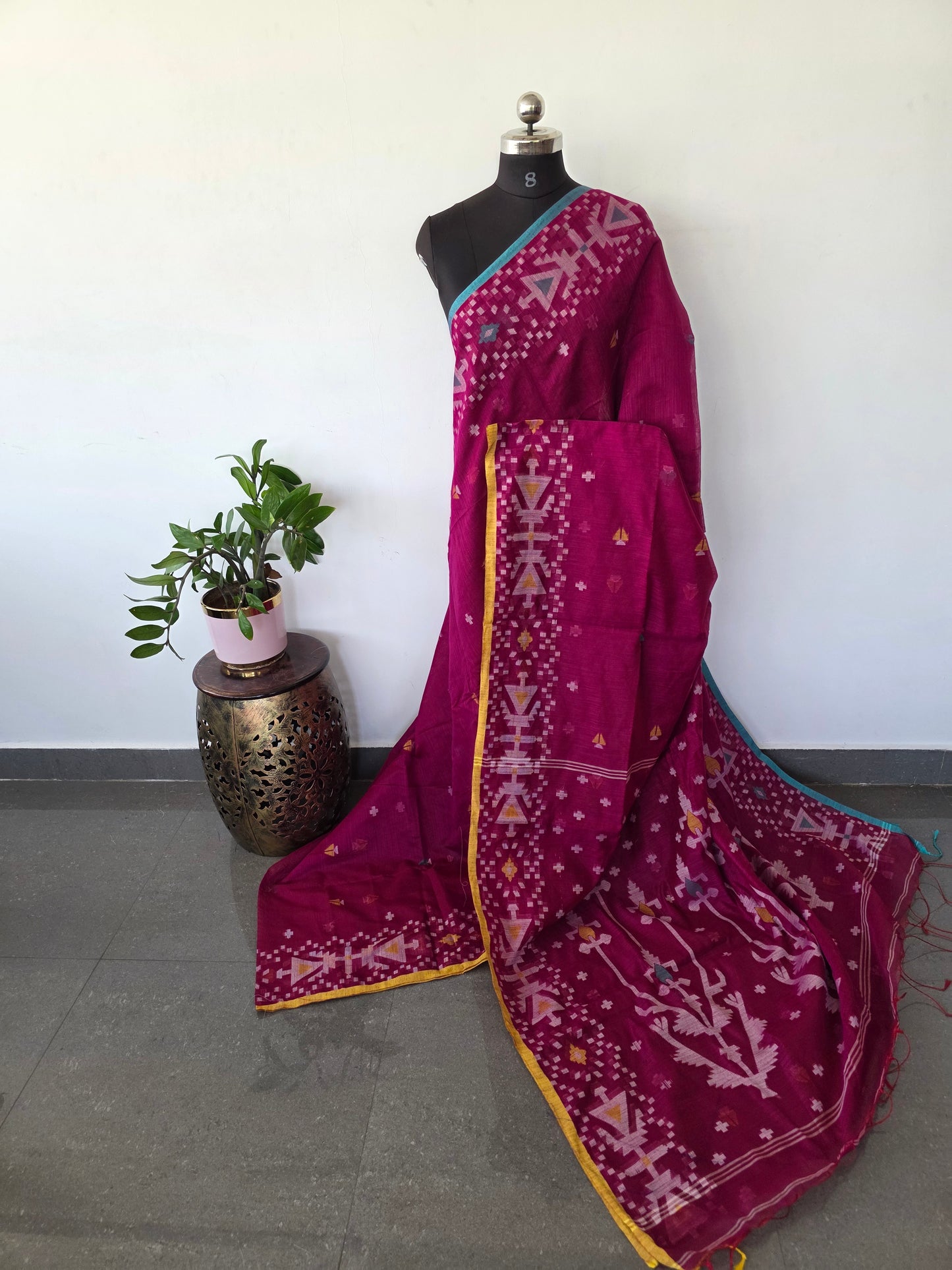 Silk cotton jamdhani saree - BB462