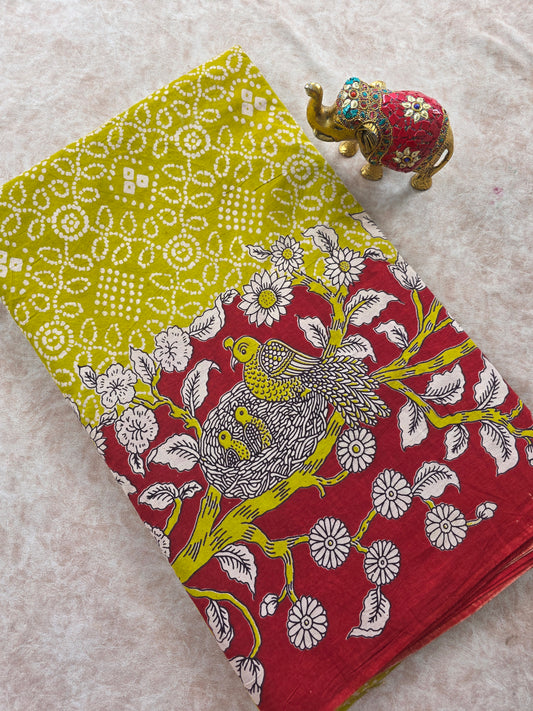 Pure kalamkari cotton running material (1 meter)- KM43