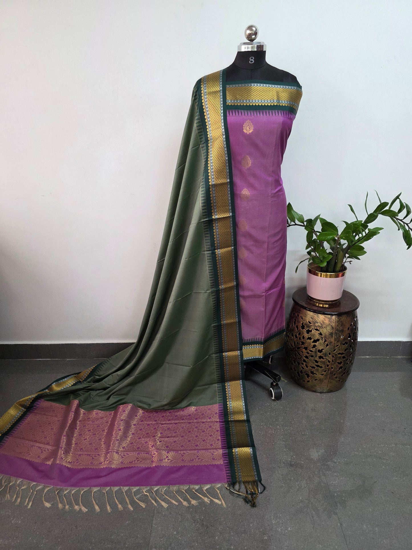 Gadwal border soft silk salwar set - GS4