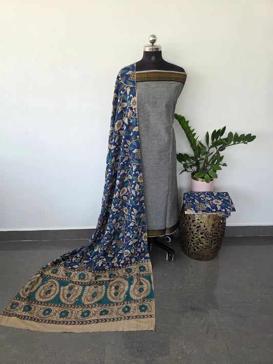 Fusion mangalagiri cotton with kalamkari salwar set - AK41