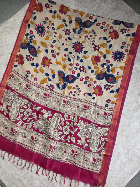 Pure chennuri kalamkari silk duppatta - 18