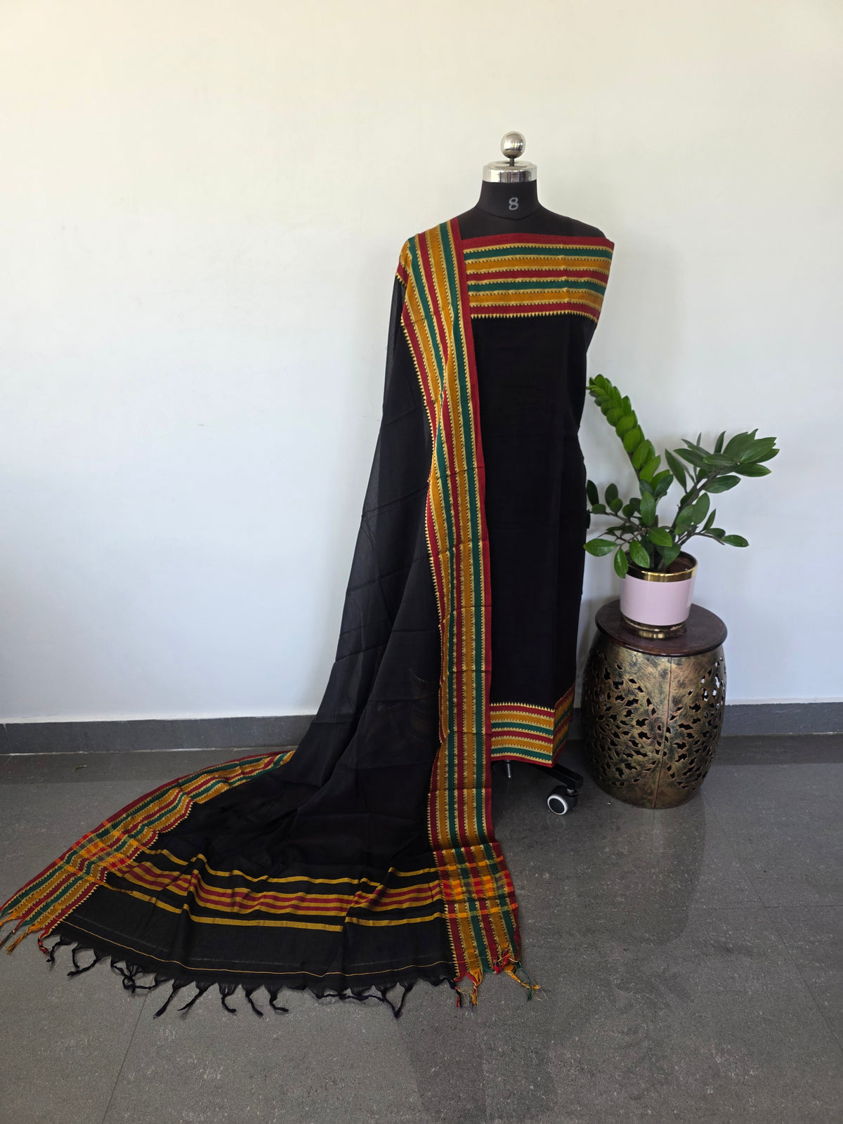 Mercerised narayanapet salwar set (black) - NA33