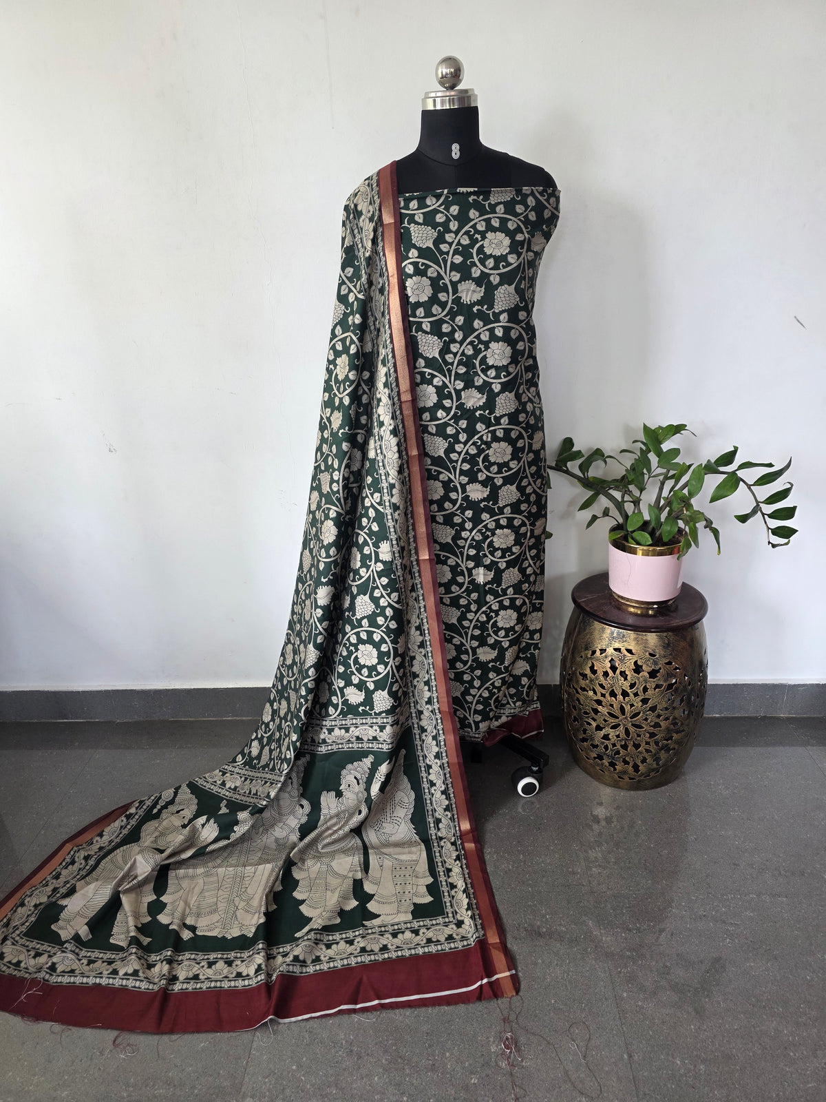 Kalahasthi Kalamkari-inspired Assam silk set - AS127