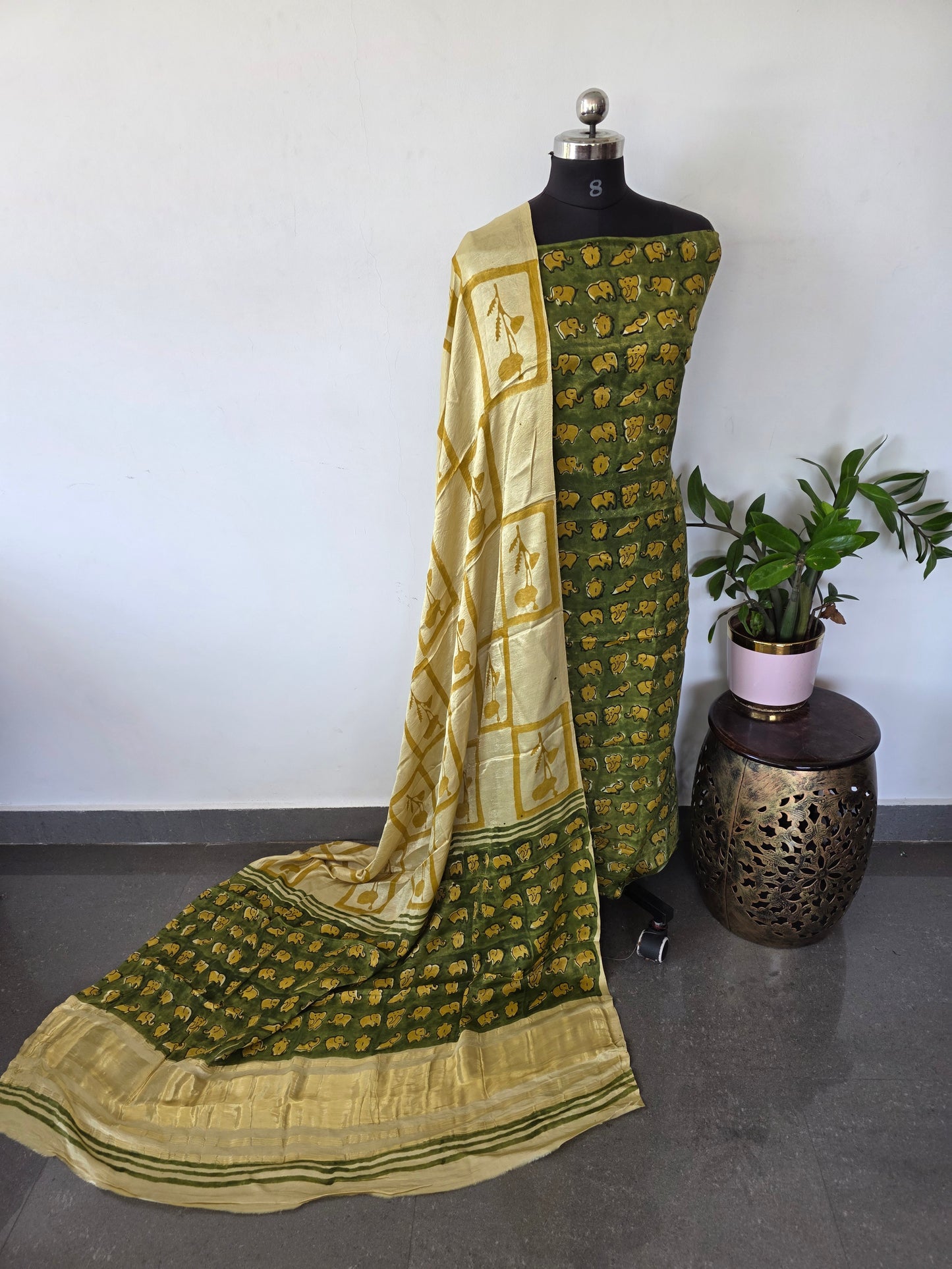 Nasphal Satin modal silk set (Pomogranate peel)- 2 pc - JA792