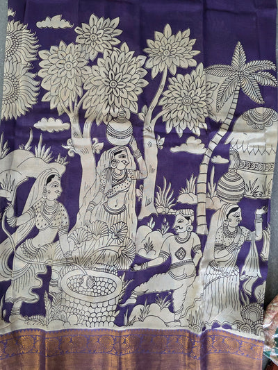 Kanchi border chennuri kalamkari silk set - AK421