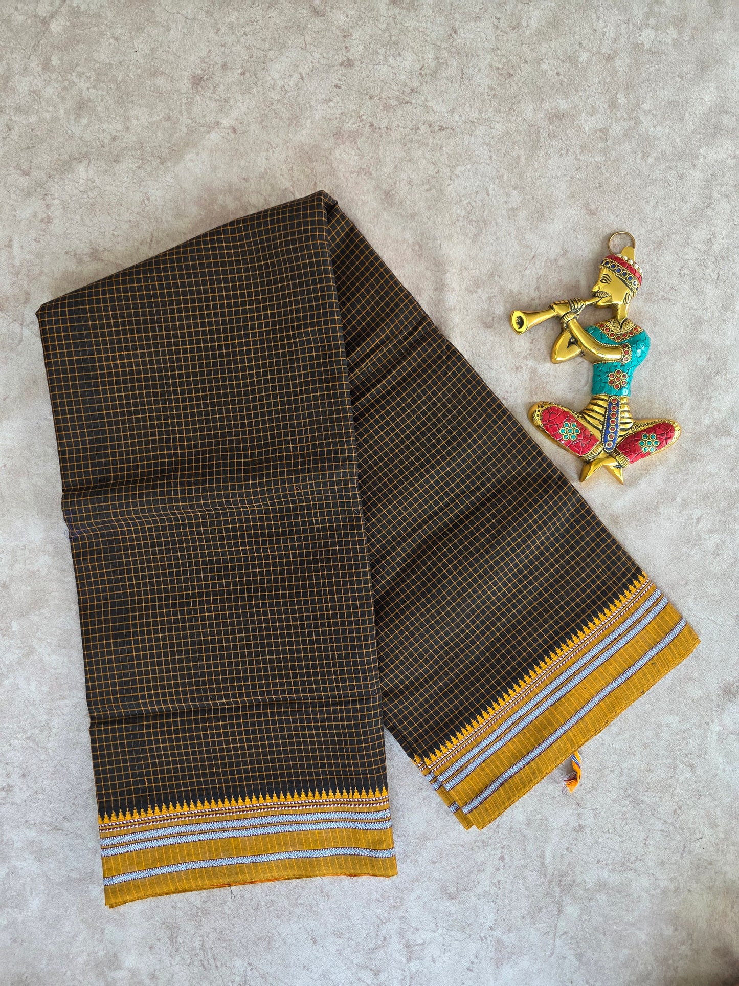 Mercerised checked narayanapet saree - NA199