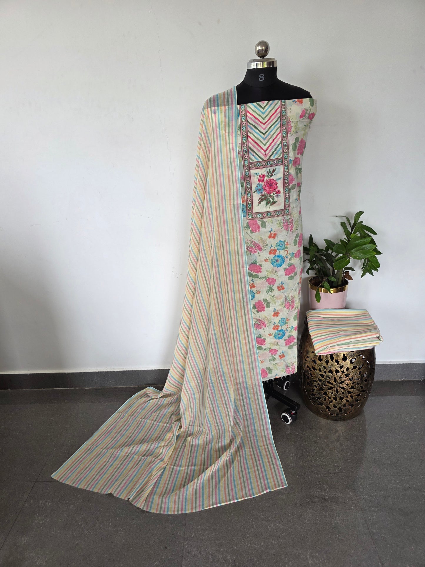 White floral Pure cotton set - BA304
