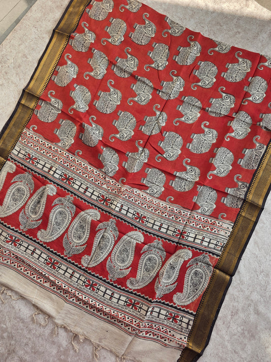 Pure chennuri kalamkari silk duppatta - 4