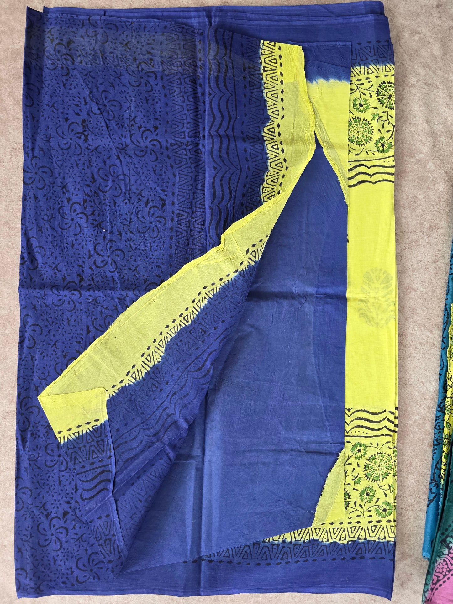 Handblock cotton saree - GE232