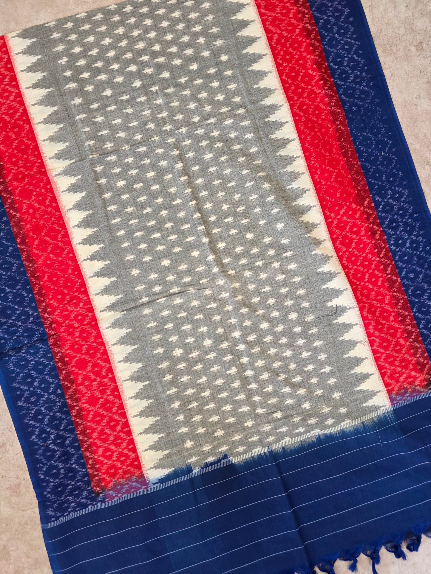 Handloom mercerised weft ikkat duppatta - KK129