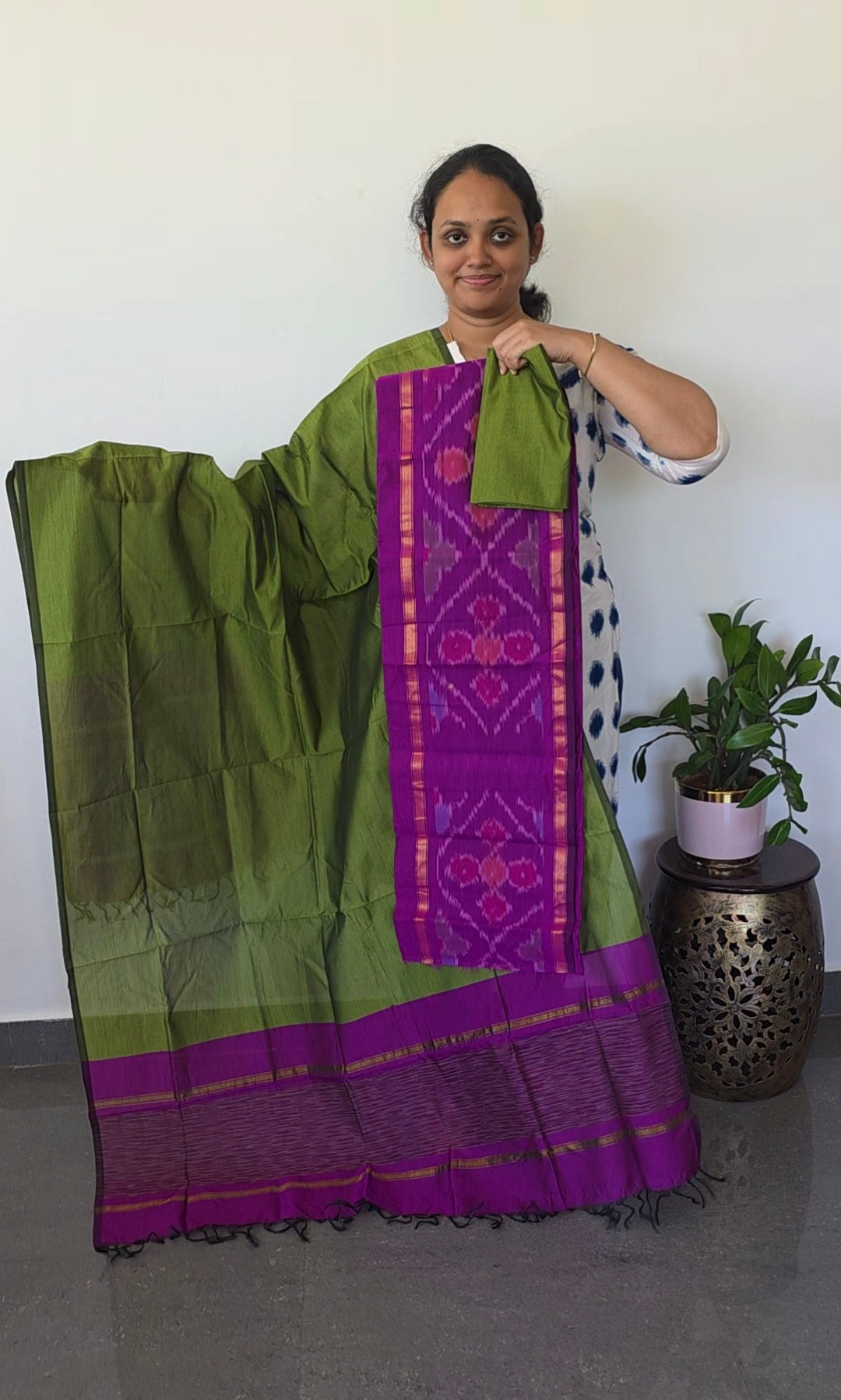 Pochampally sico set with ikkat damn- SZ271