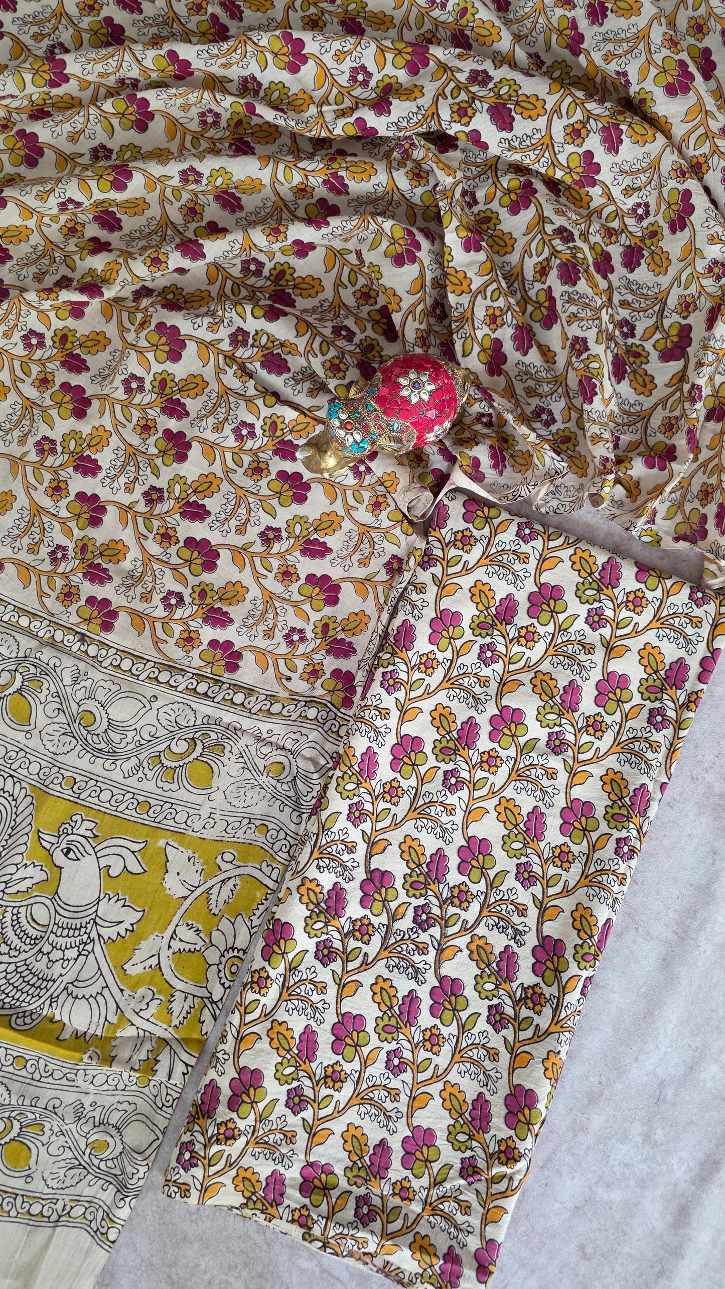 Authentic pure kalamkari cotton set ( 2 pc set )- AK266