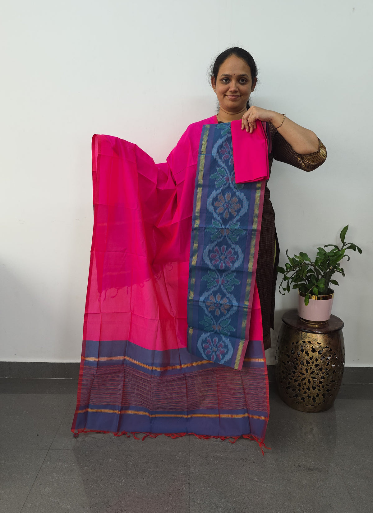 Pochampally sico set with ikkat damn -SZ420
