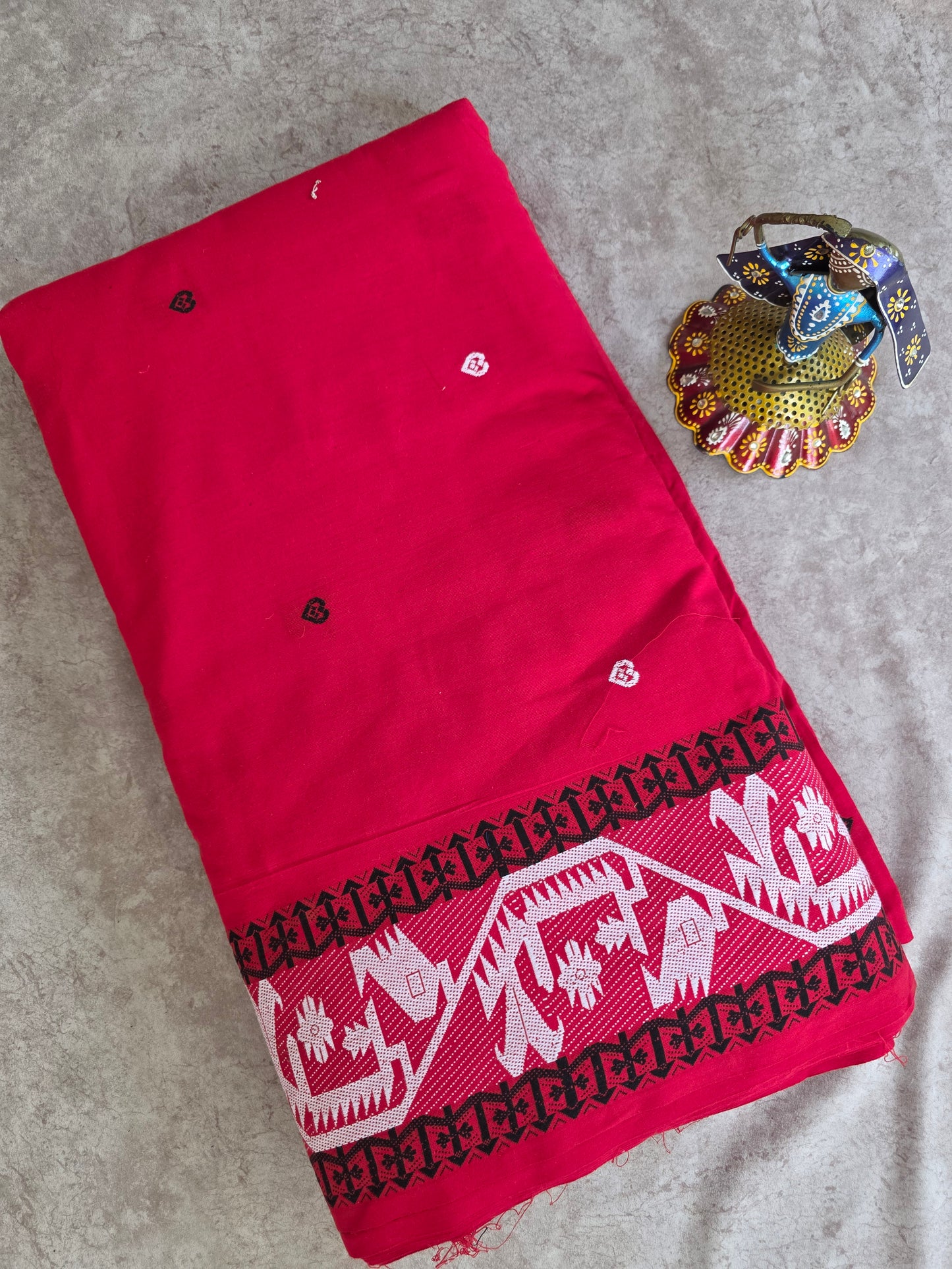 Prewashed Jamdhani Pure handloom cotton running material (0.5 mtrs) - HRM88