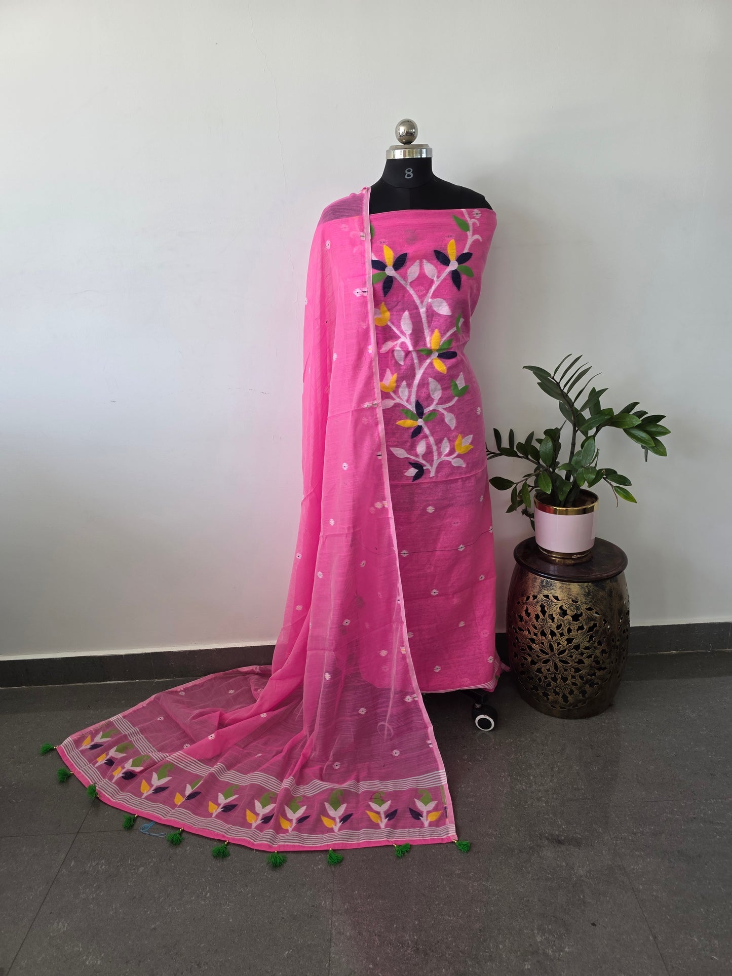 Premium silk cotton jamdhani set - AV59