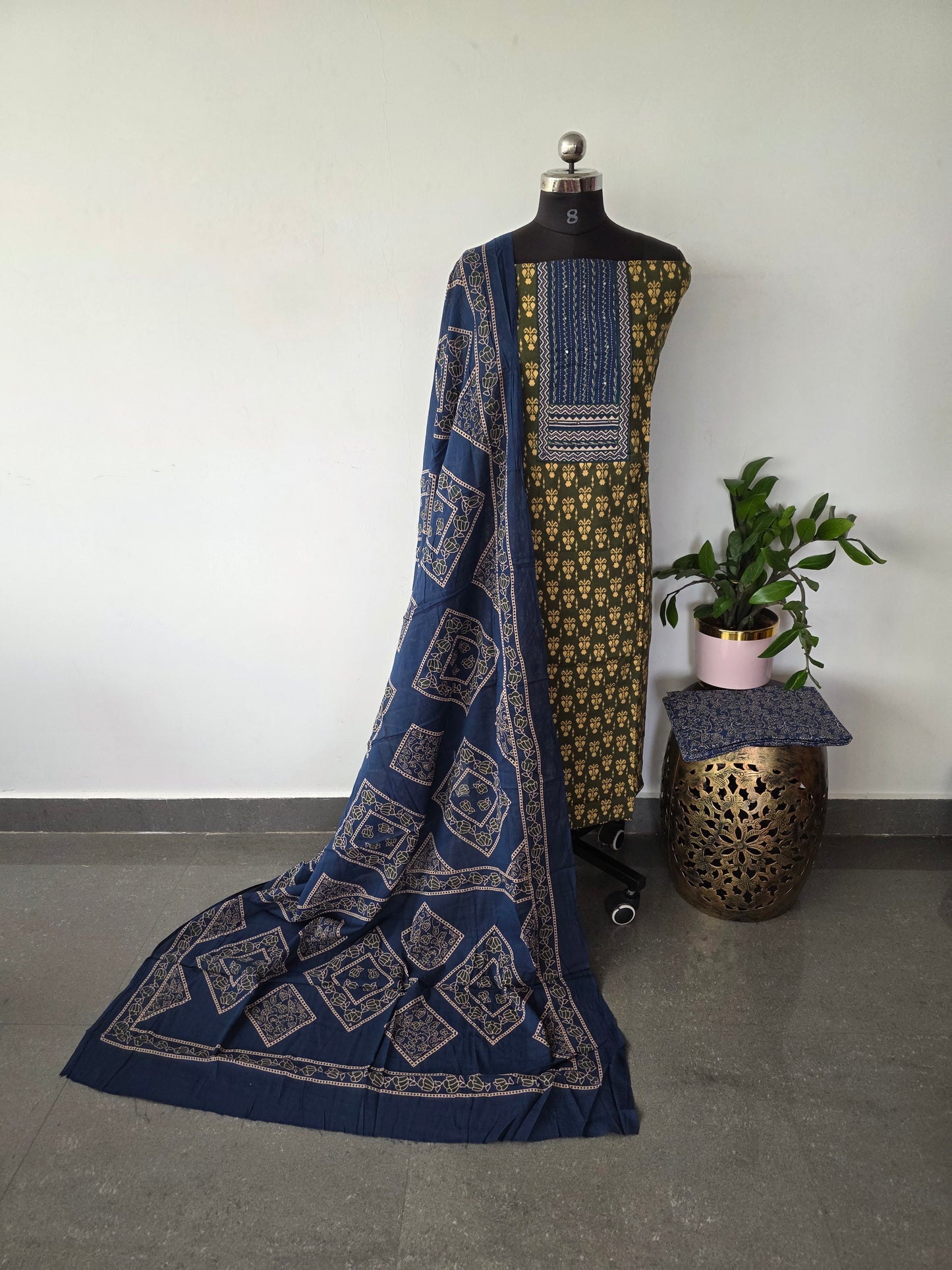 Gamthi ajrakh cotton set - BA288